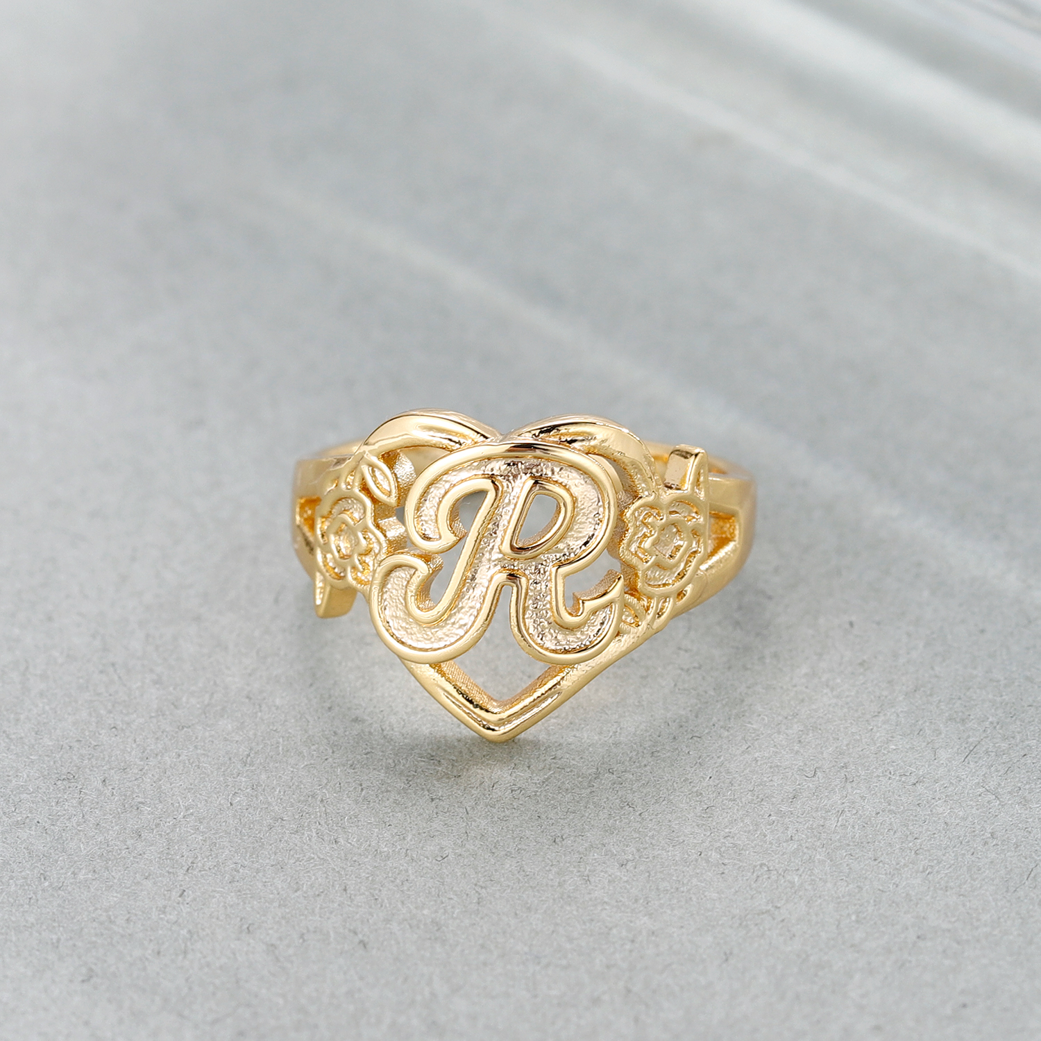 Custom Initials Heart Adjustab - Initial Ring Custom avis et prix