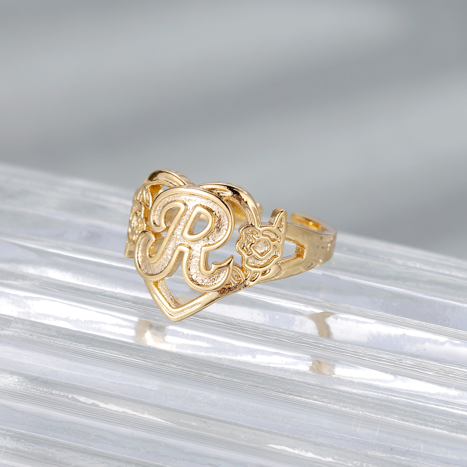 Custom Initials Heart Adjustab - Initial Ring Custom avis et prix