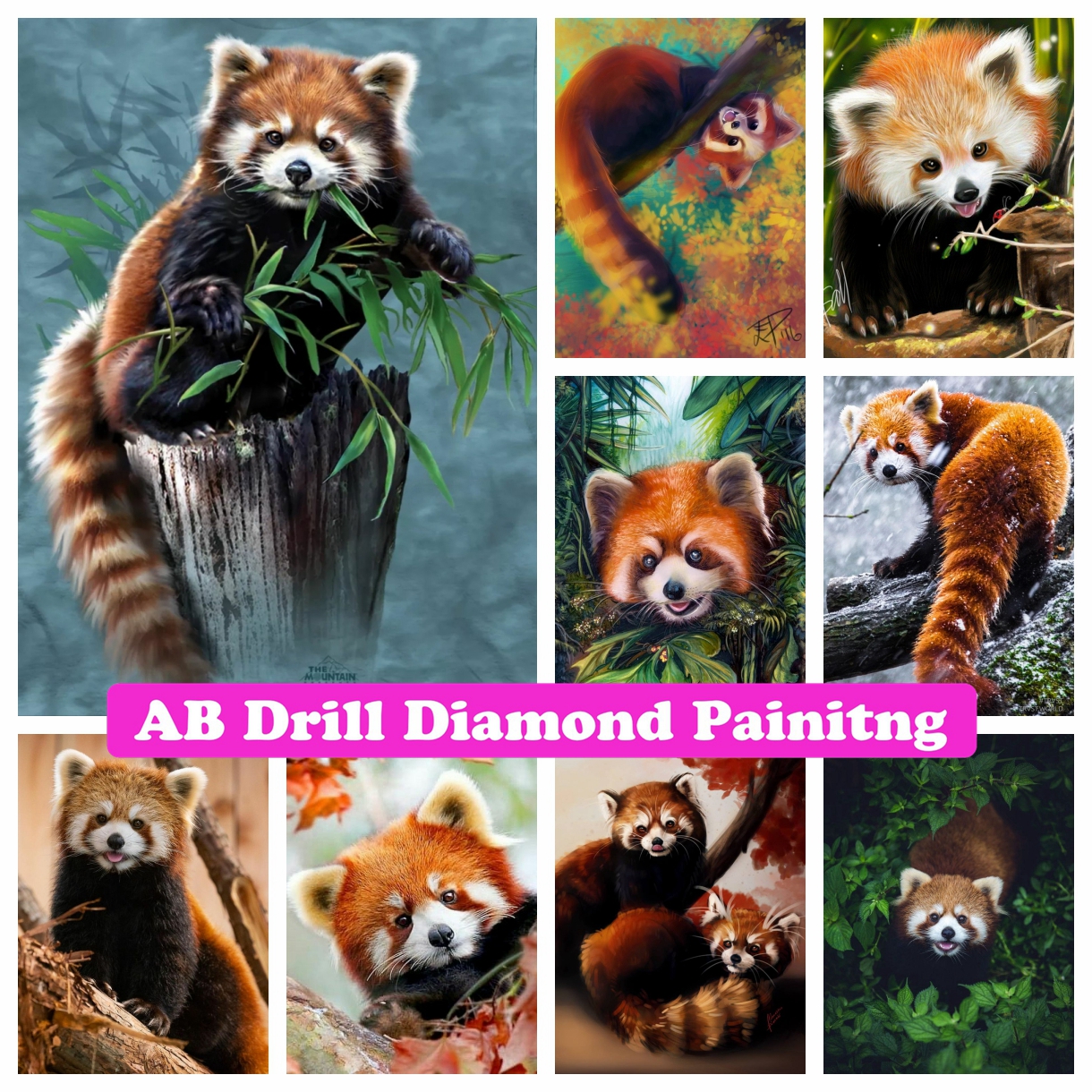 Red Panda 5D DIY AB Drills Dia - Photo Mosaic Print avis et prix