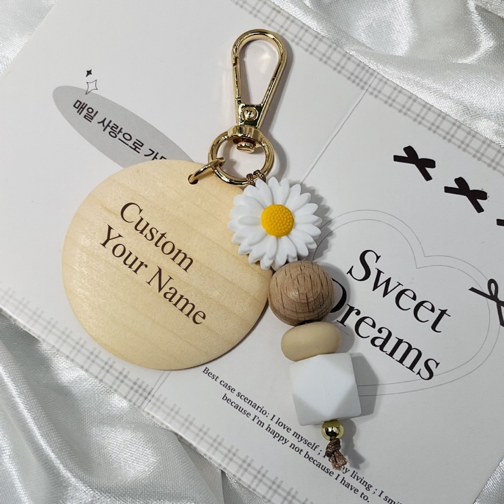 Creative Bamboo Pendant Keycha - Initial Ring Custom avis et prix