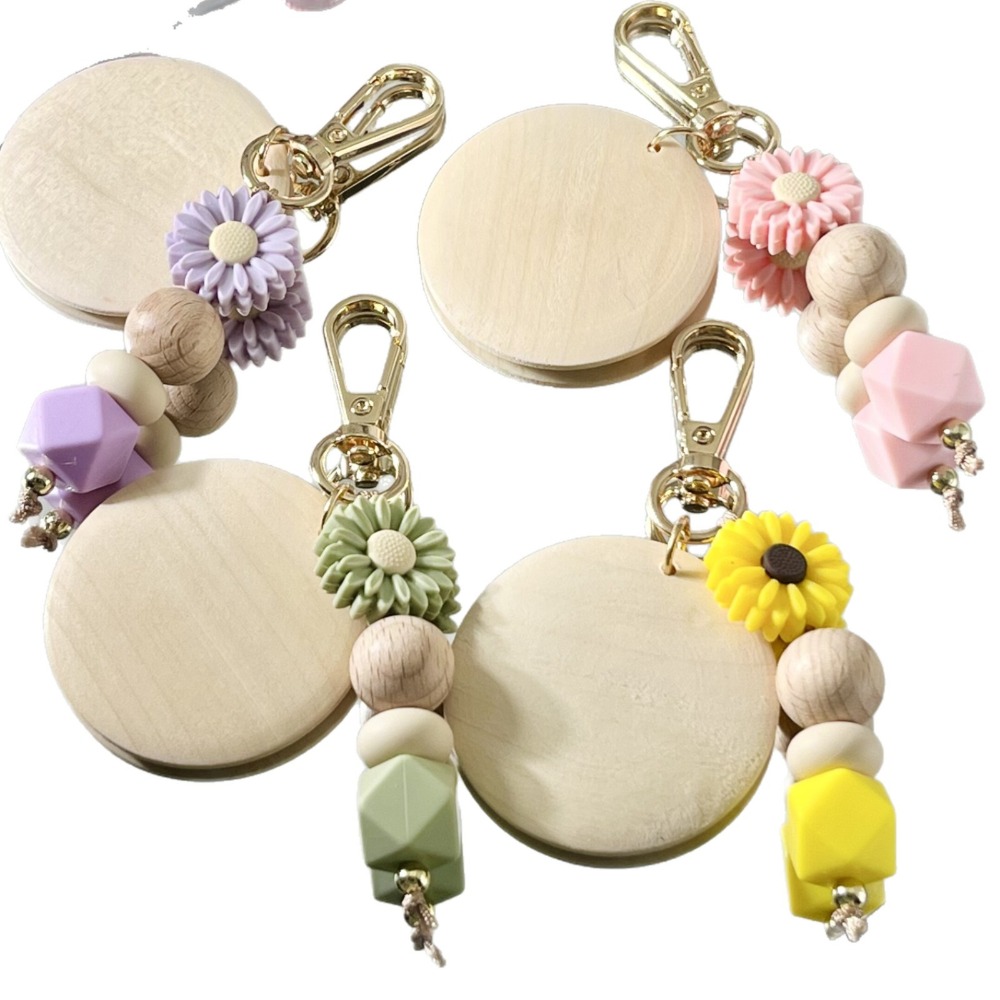 Creative Bamboo Pendant Keycha - Initial Ring Custom avis et prix