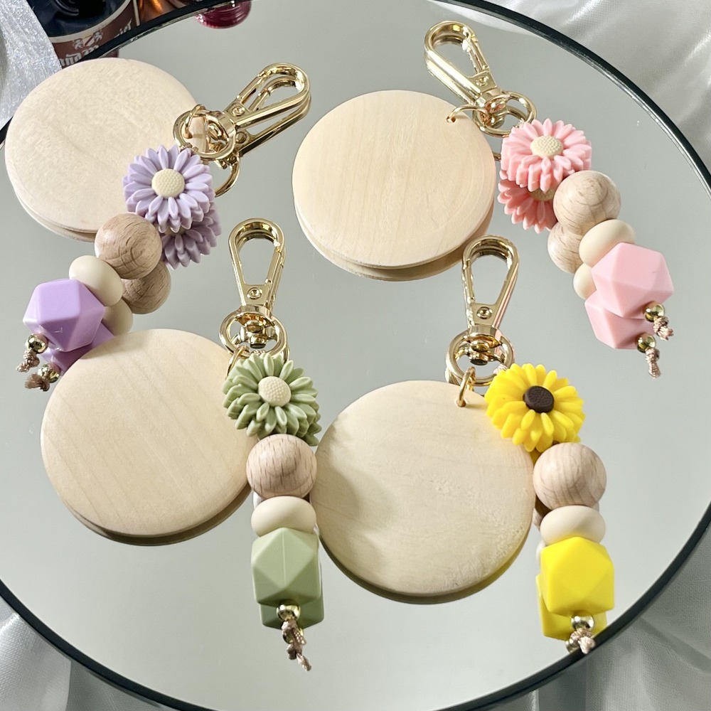 Creative Bamboo Pendant Keycha - Initial Ring Custom avis et prix