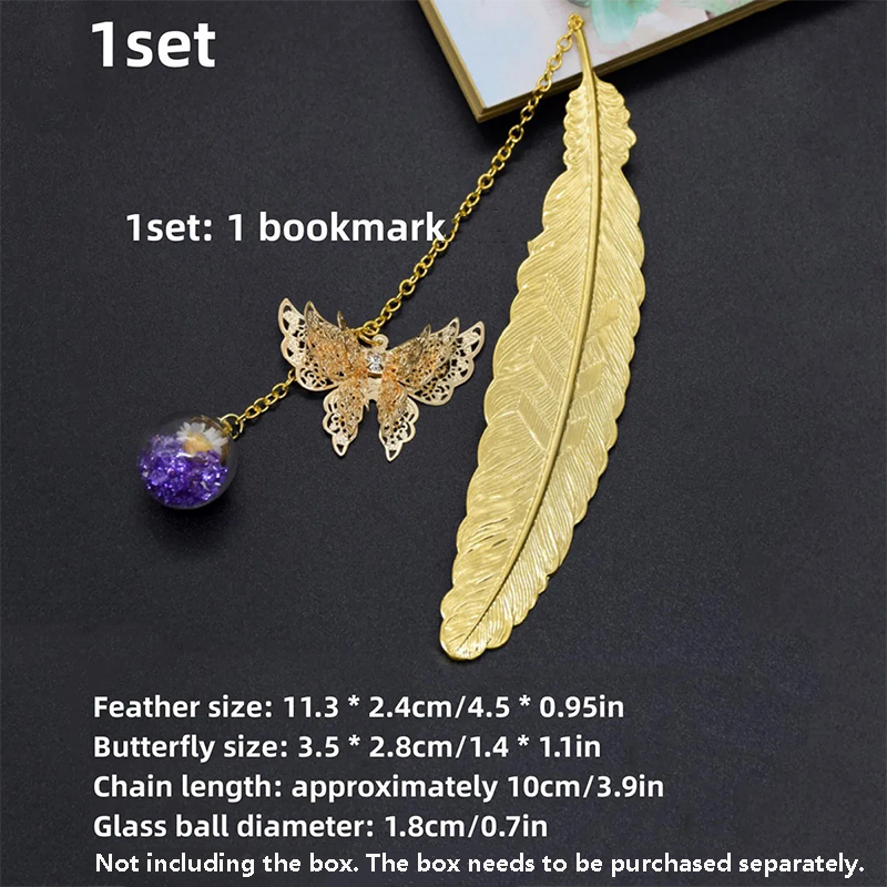 1pc Chinese Style Metal Feathe - Dried Flower Bookmark avis et prix