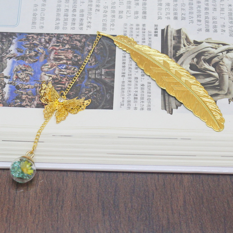 1pc Chinese Style Metal Feathe - Dried Flower Bookmark avis et prix