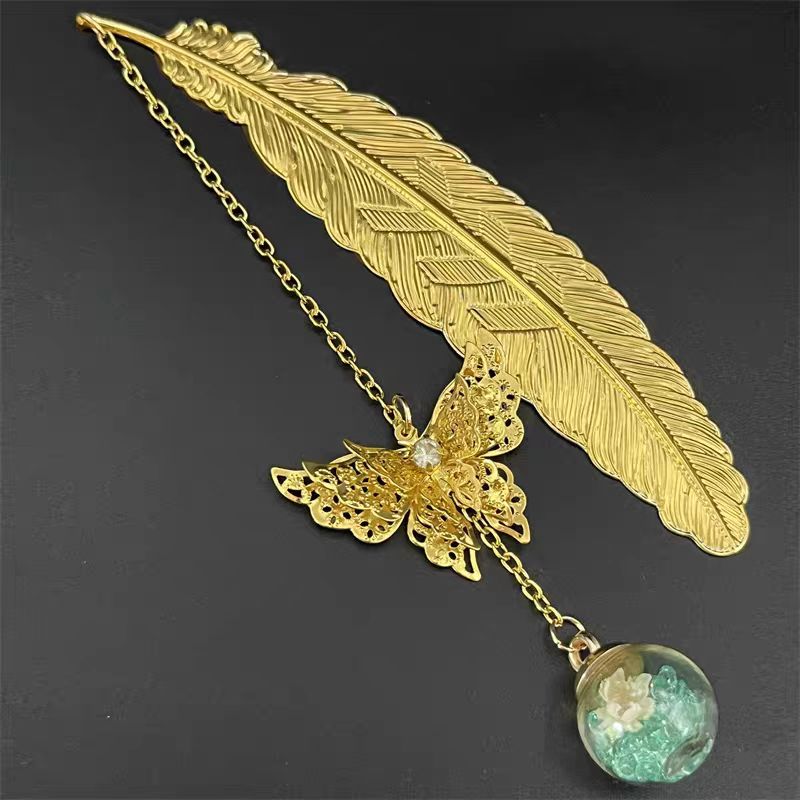 1pc Chinese Style Metal Feathe - Dried Flower Bookmark avis et prix