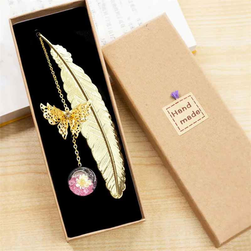 1pc Chinese Style Metal Feathe - Dried Flower Bookmark avis et prix
