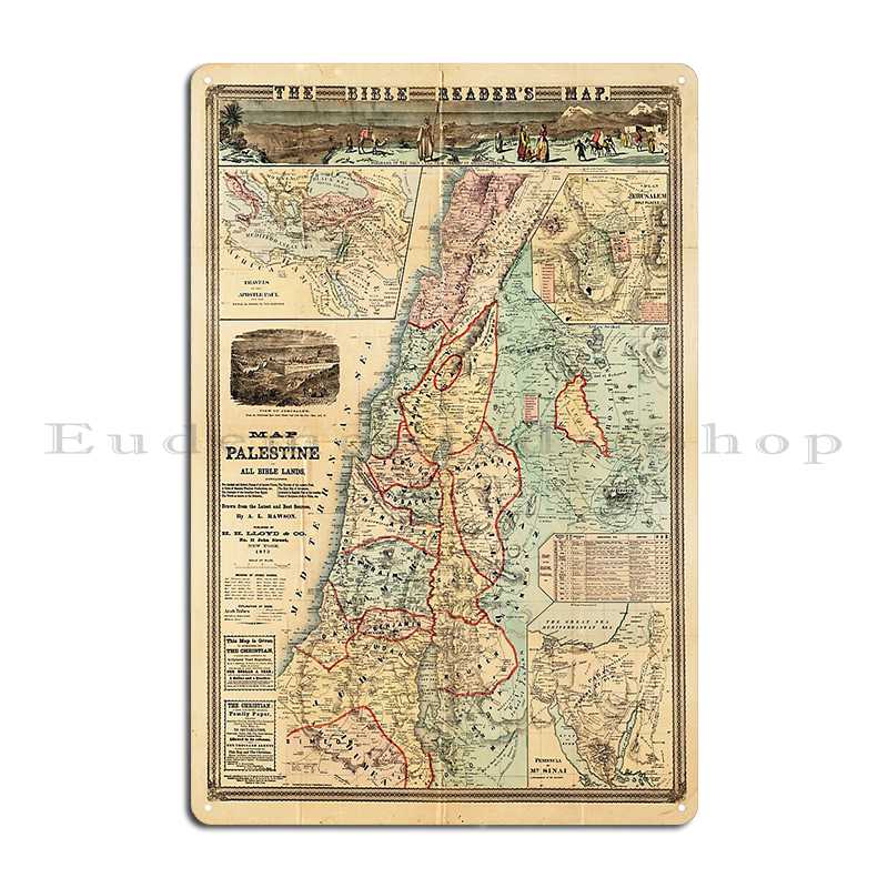 Map Of Palestine And All Bible - Custom Map Poster avis et prix
