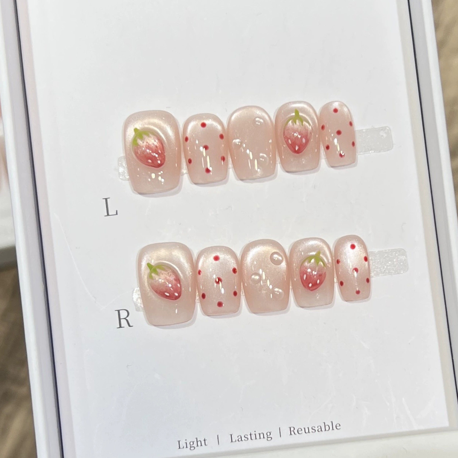10PCS Short Square Fake Nails  - Pressed Flower Art avis et prix