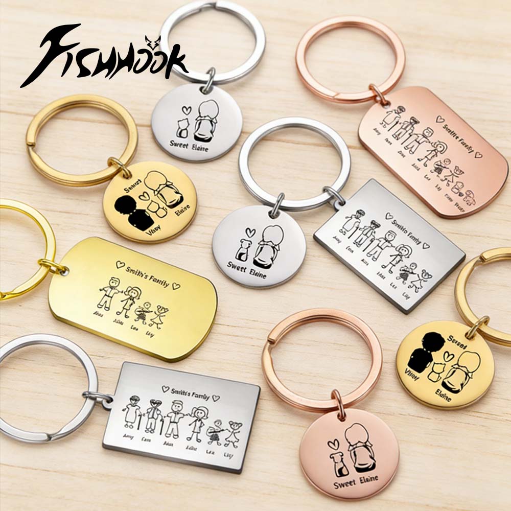 Family Personalized Keychain C - Initial Ring Custom avis et prix