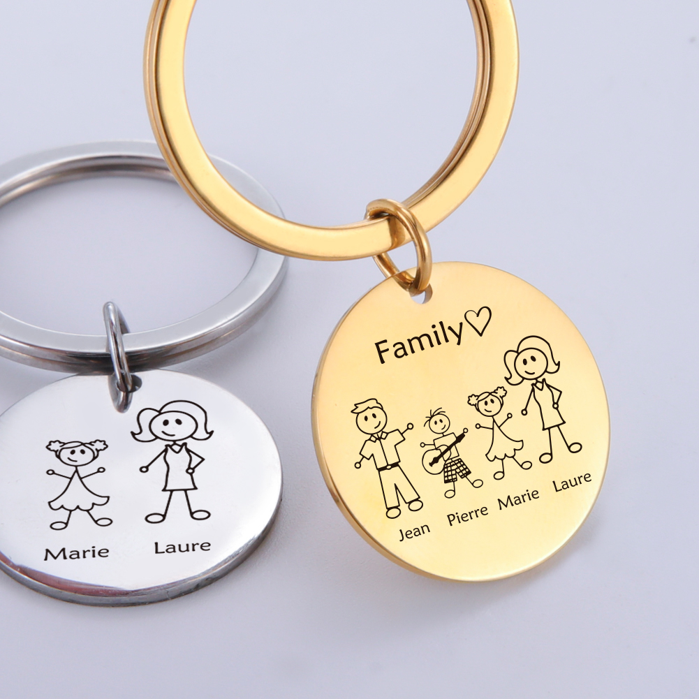 Family Personalized Keychain C - Initial Ring Custom avis et prix