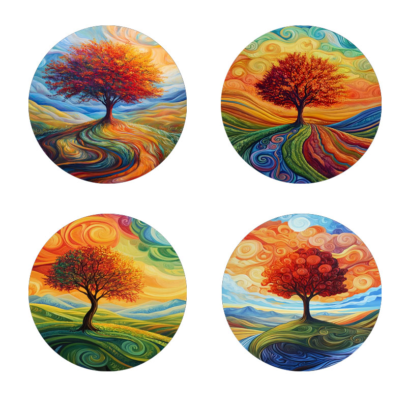 4 tree print coasters, suitabl - Family Tree Print avis et prix