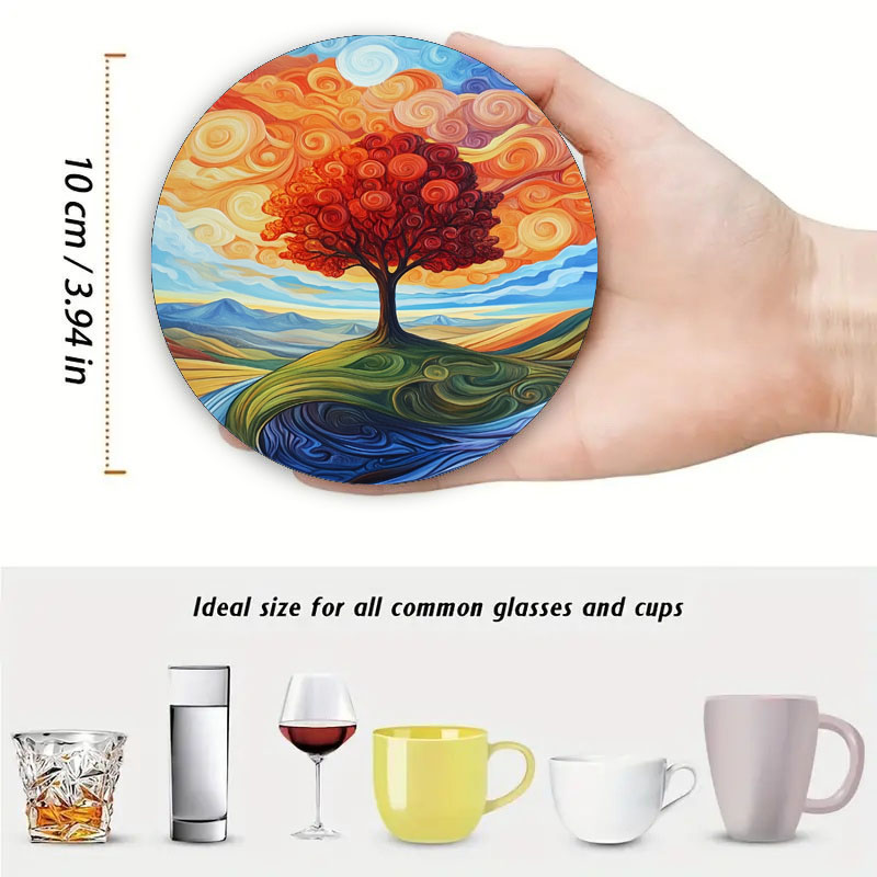 4 tree print coasters, suitabl - Family Tree Print avis et prix