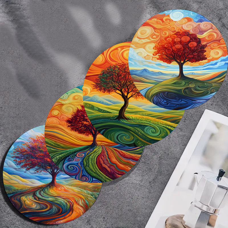 4 tree print coasters, suitabl - Family Tree Print avis et prix