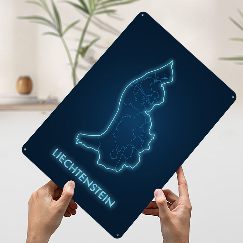 Liechtenstein Map Neon Blue Pr - Custom Map Poster avis et prix