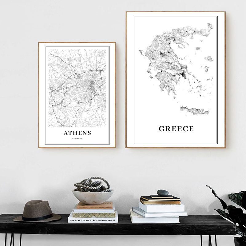 Greece Road Map Poster Black a - Custom Star Map avis et prix