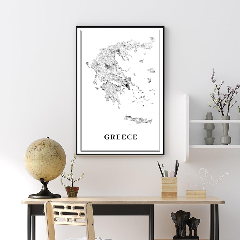 Greece Road Map Poster Black a - Custom Star Map avis et prix
