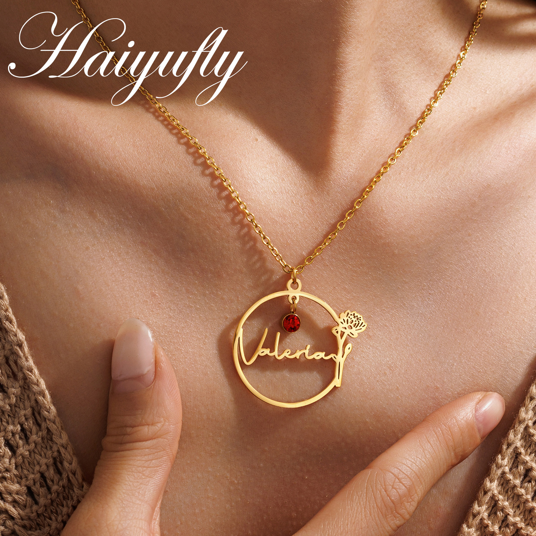 Haiyufly Custom Name Necklace  - Birth Flower Necklace avis et prix