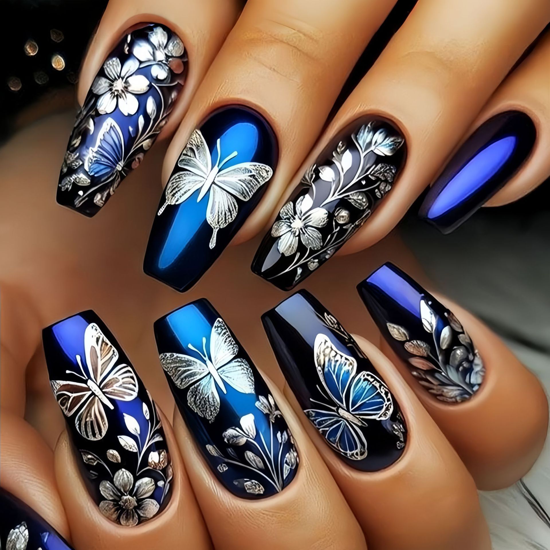 Medium long fake nails for wom - Pressed Flower Art avis et prix