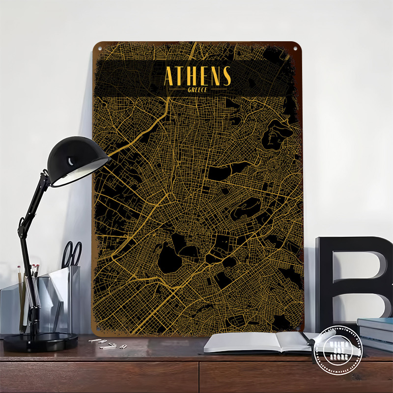 Athens Golden Map Tinplate Pos - Custom Map Poster avis et prix