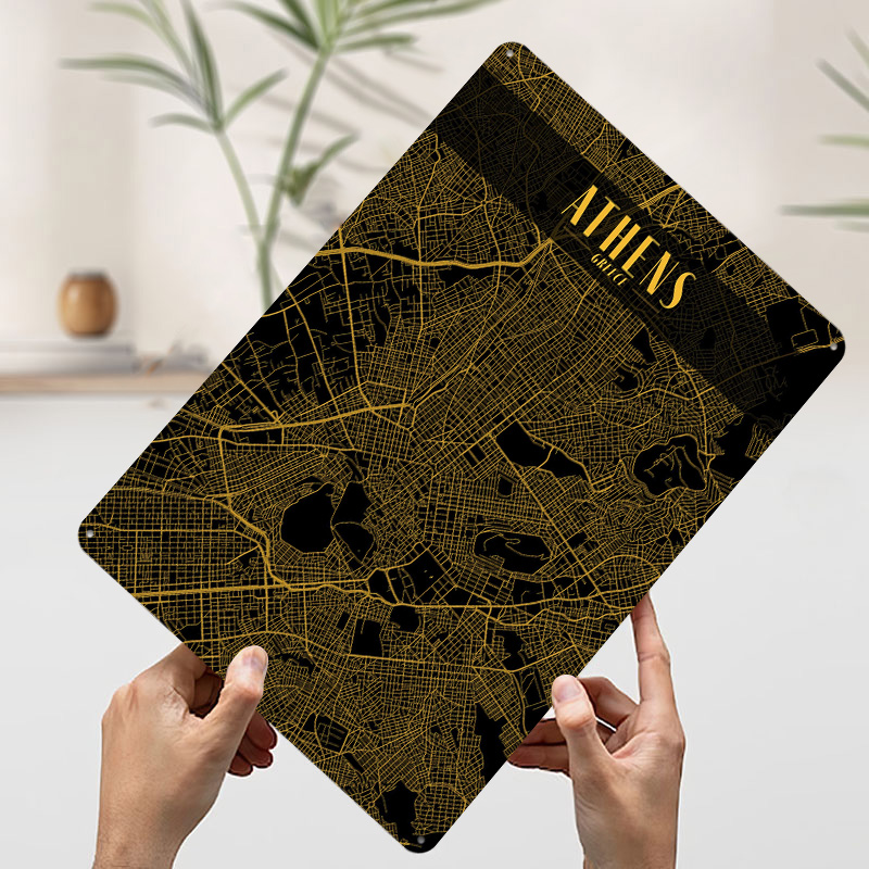 Athens Golden Map Tinplate Pos - Custom Map Poster avis et prix
