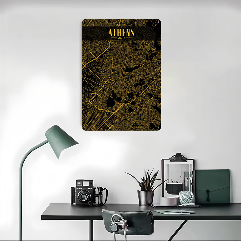 Athens Golden Map Tinplate Pos - Custom Map Poster avis et prix