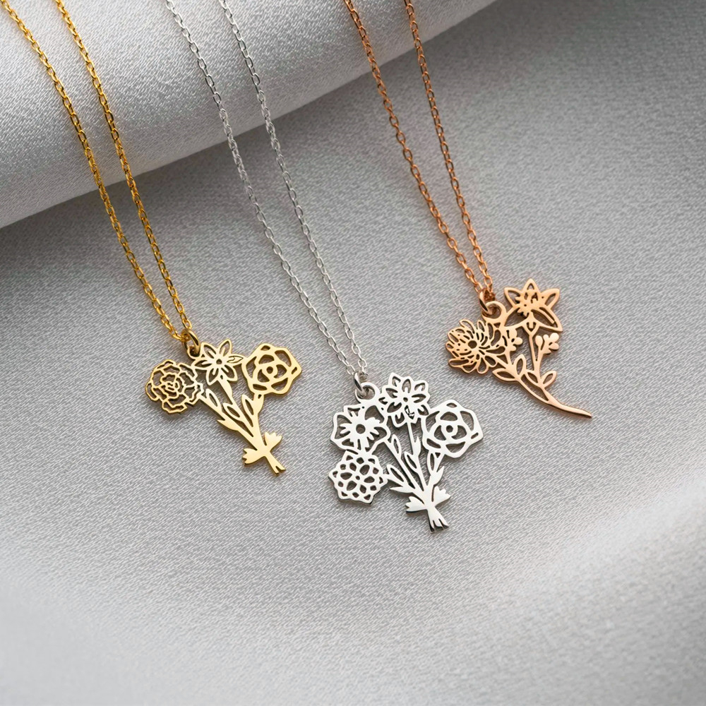 Personalized Birth Flower Bouq - Birth Flower Necklace avis et prix