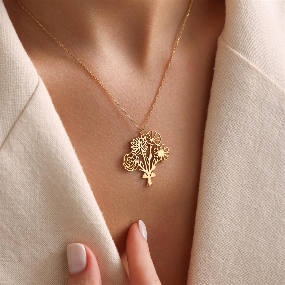Personalized Birth Flower Bouq - Birth Flower Necklace avis et prix