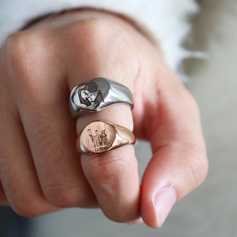 Custom Engraved Picture Logo N - Initial Ring Custom avis et prix