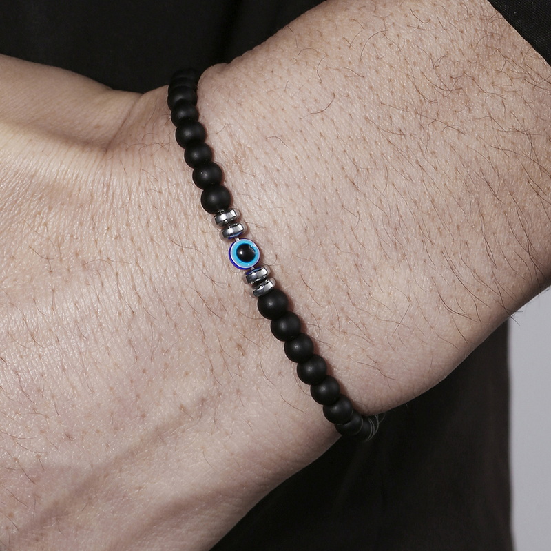 Trendy 4mm Obsidian Hematite N - Coordinates Bracelet avis et prix