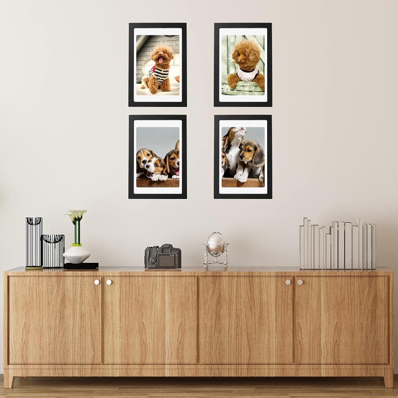 5-Piece Set A4 Black Wooden Ph - Engraved Wood Frame avis et prix