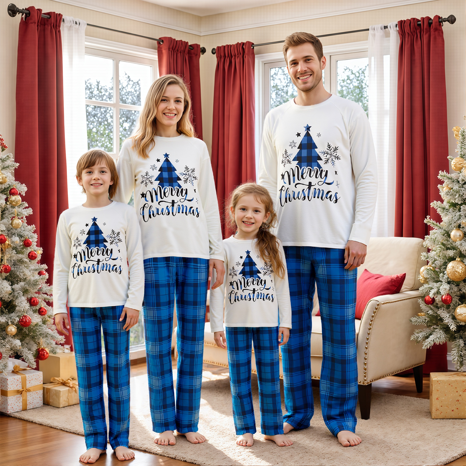 Family Matching Christmas Paja - Family Tree Print avis et prix