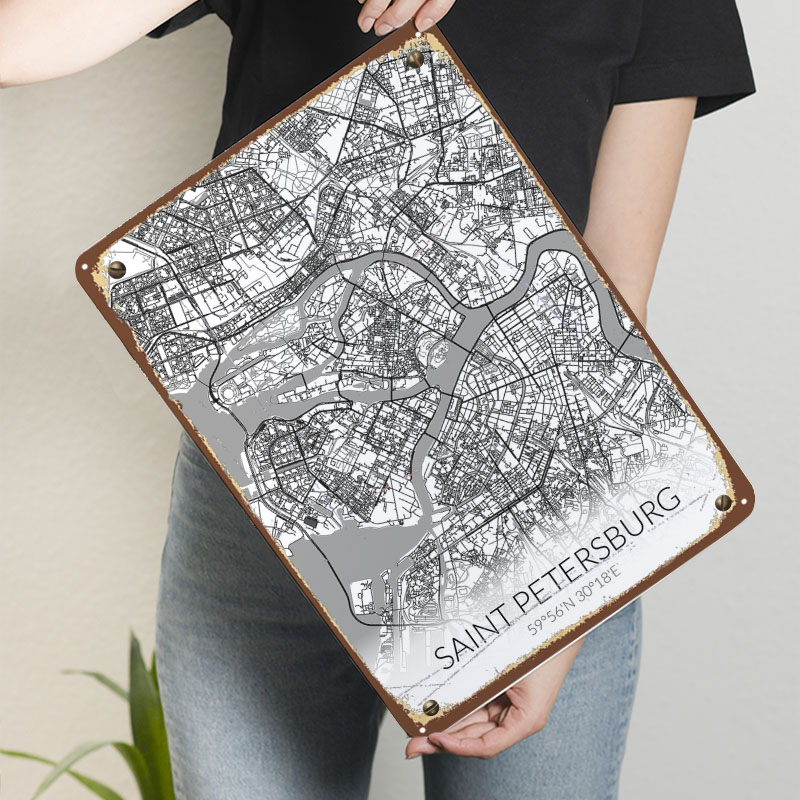 Saint Petersburg White Map Tin - Custom Map Poster avis et prix
