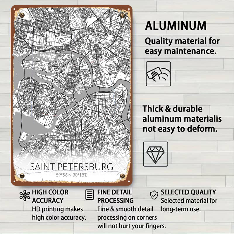 Saint Petersburg White Map Tin - Custom Map Poster avis et prix
