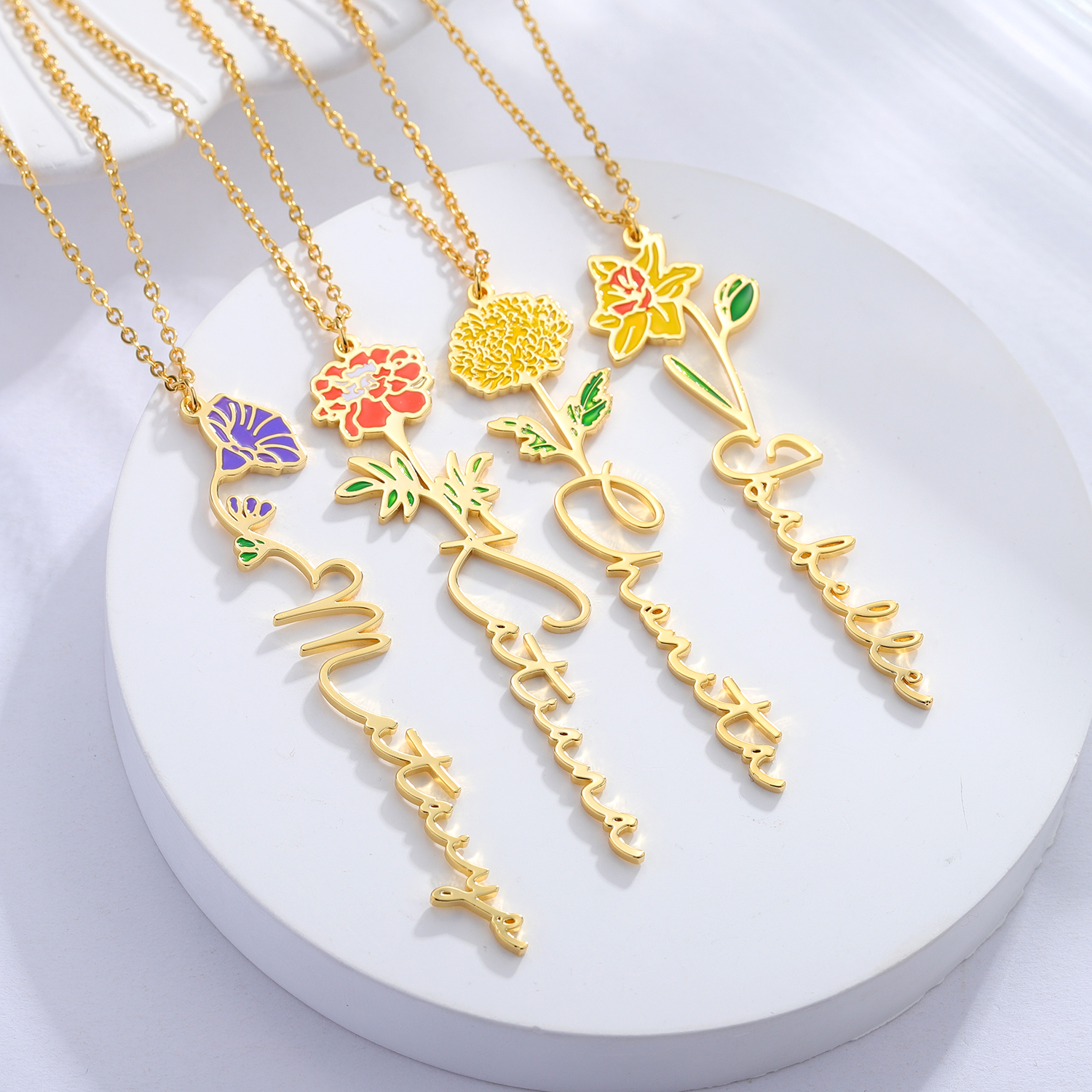 Personalized Name Necklace Wit - Birth Flower Necklace avis et prix