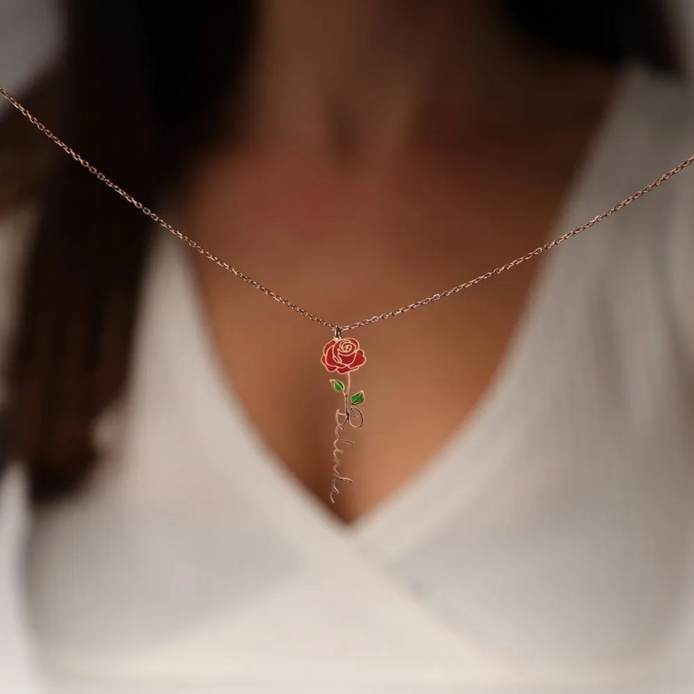 Personalized Name Necklace Wit - Birth Flower Necklace avis et prix