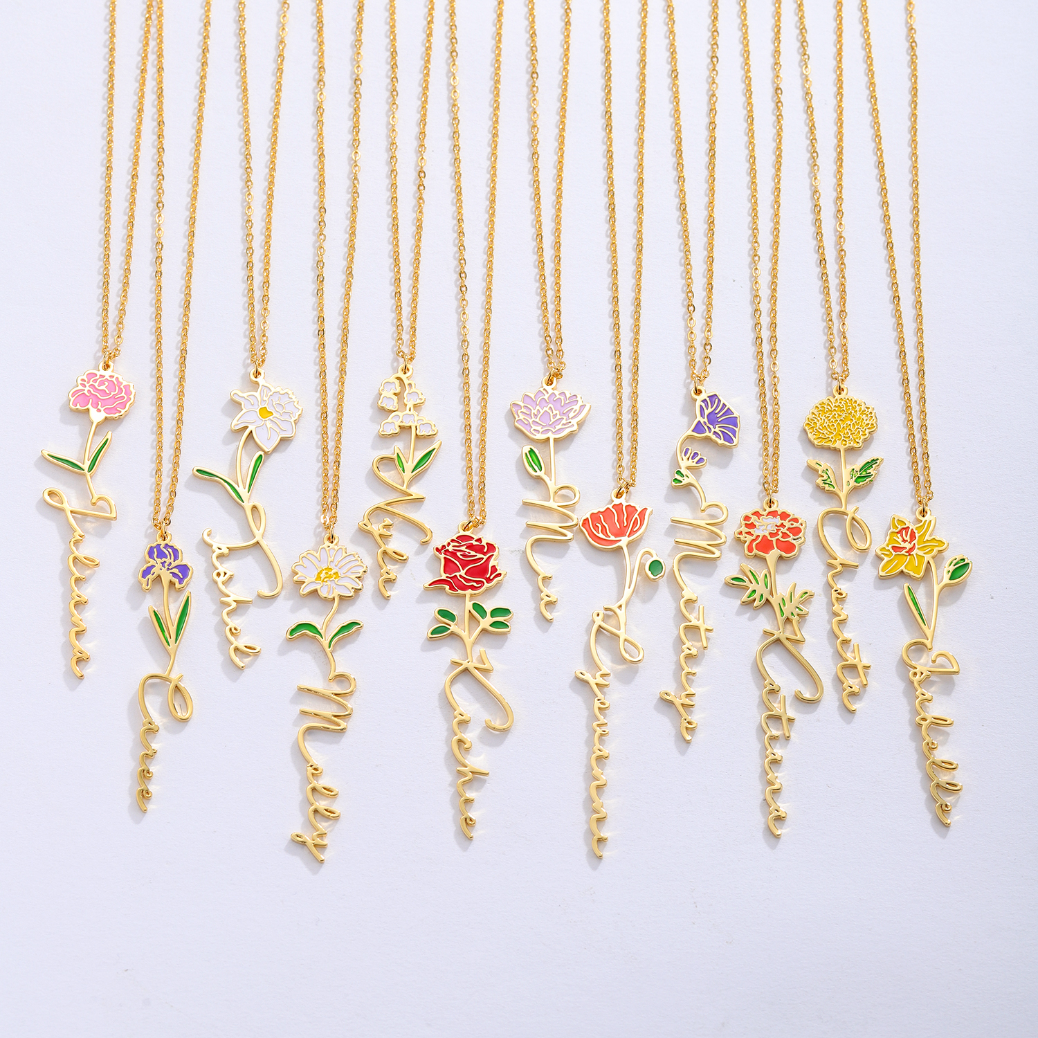 Personalized Name Necklace Wit - Birth Flower Necklace avis et prix