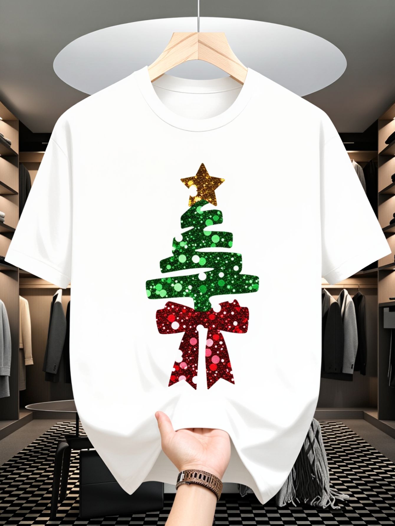 Men's T-Shirt, Christmas Tree  - Family Tree Print avis et prix