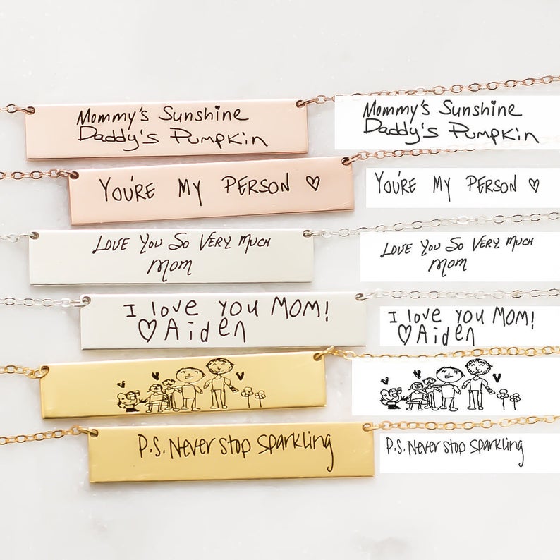 Personalized Custom Actual Han - Handwriting Necklace Bar avis et prix