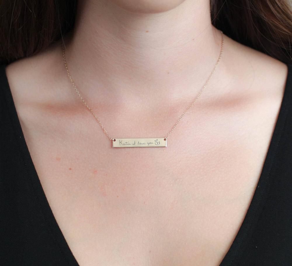 Personalized Custom Actual Han - Handwriting Necklace Bar avis et prix