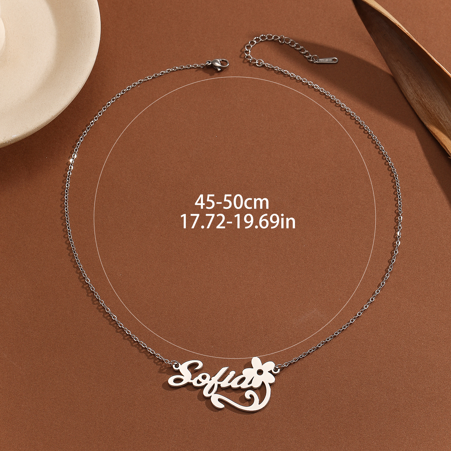 Stainless Steel Flower Letter  - Name Necklace Custom avis et prix