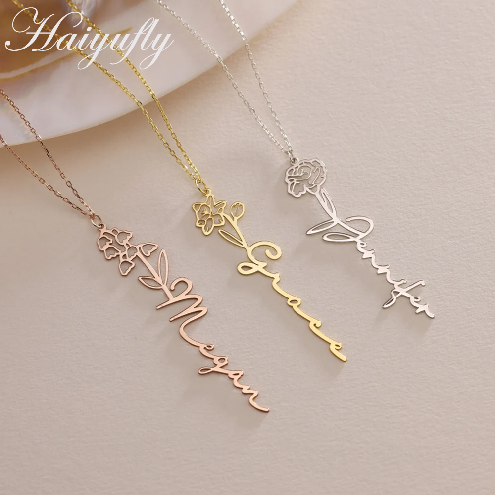 Haiyufly Custom Name Necklace  - Birth Flower Necklace avis et prix