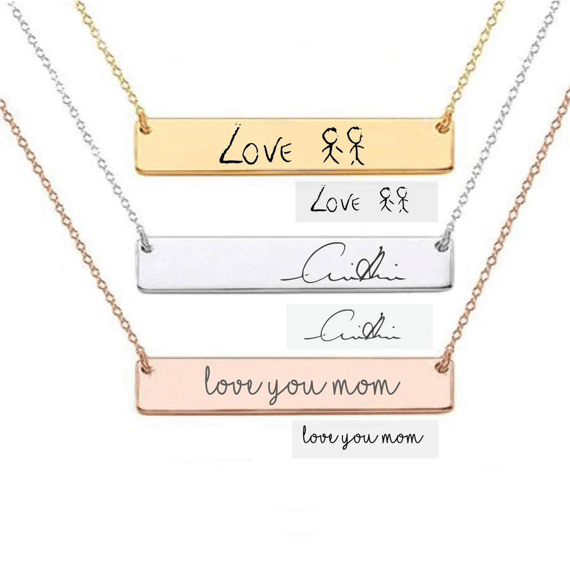 Actual Handwriting Bar Necklac - Handwriting Necklace Bar avis et prix
