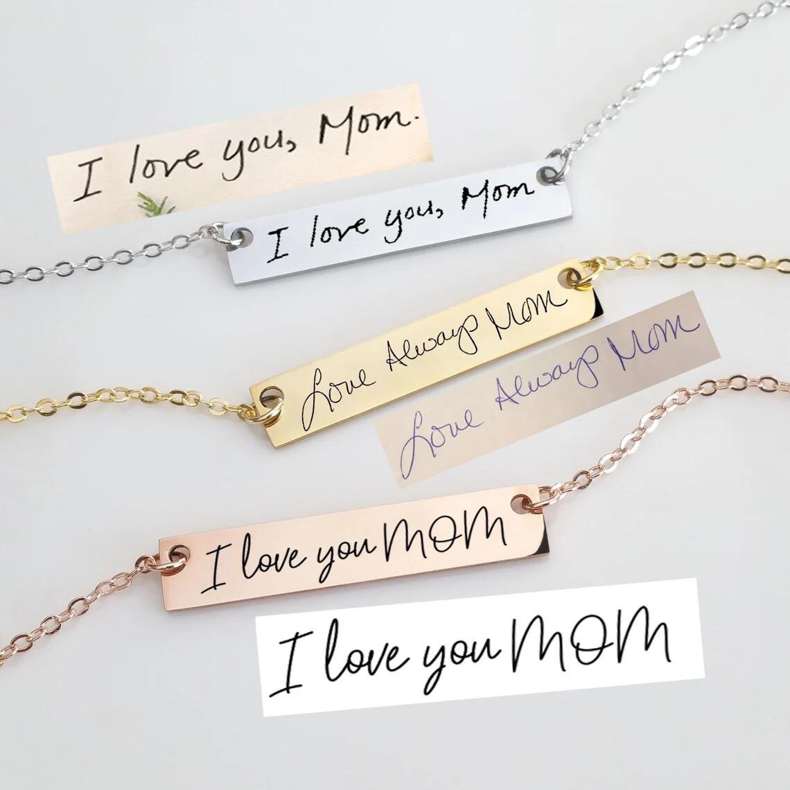 Actual Handwriting Bar Necklac - Handwriting Necklace Bar avis et prix
