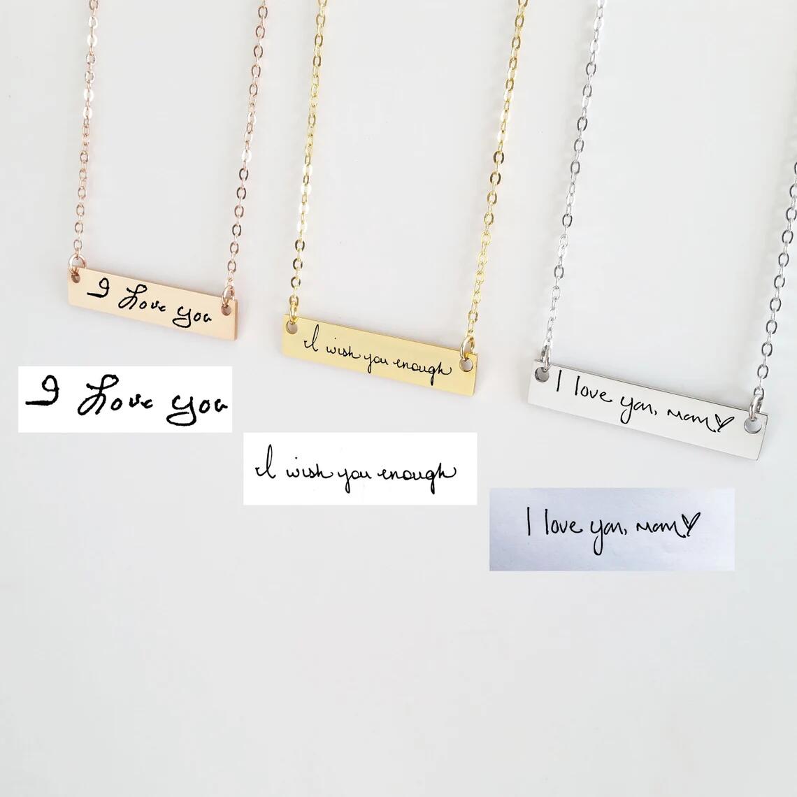 Actual Handwriting Bar Necklac - Handwriting Necklace Bar avis et prix