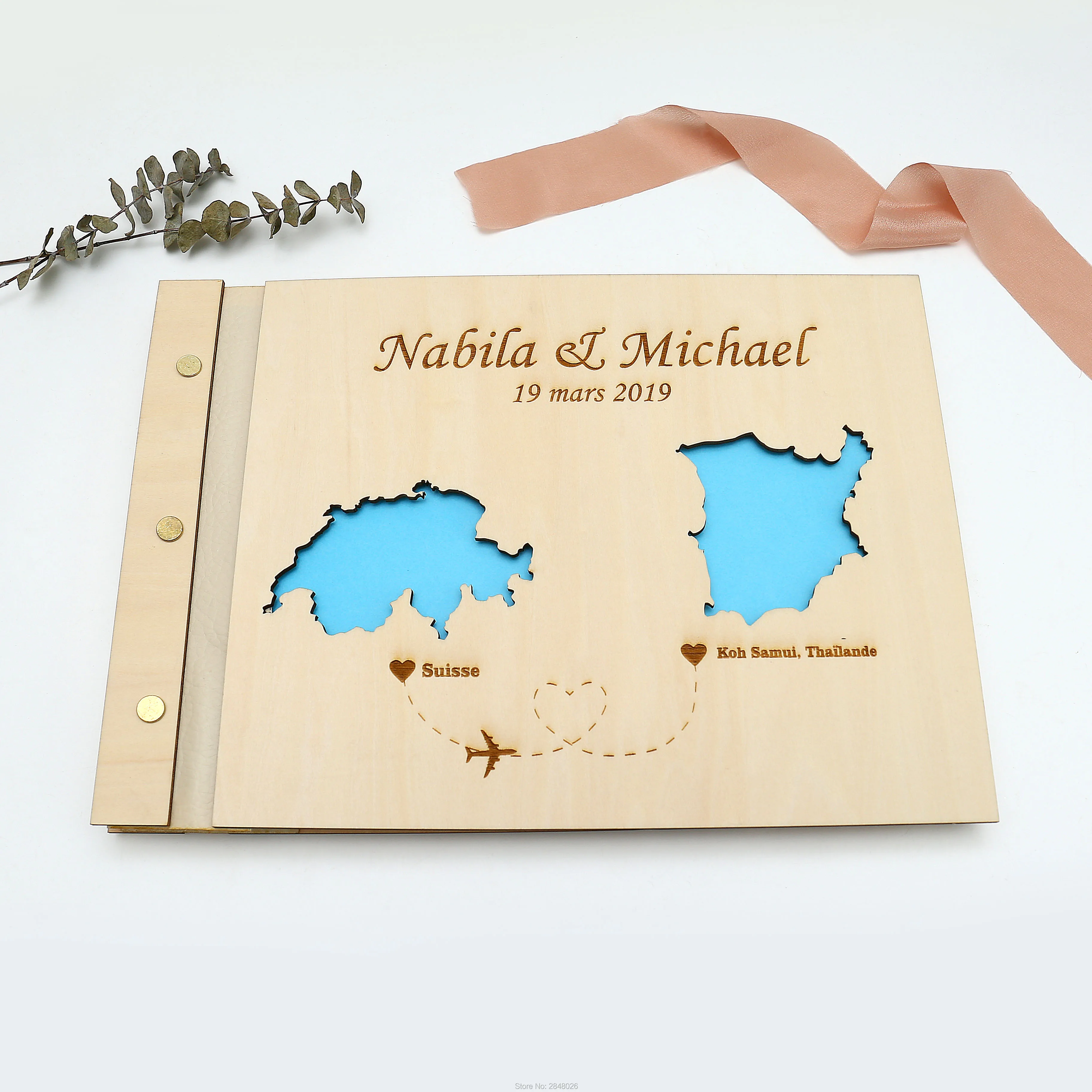 Rustic engraved wedding guestb - Custom Star Map avis et prix