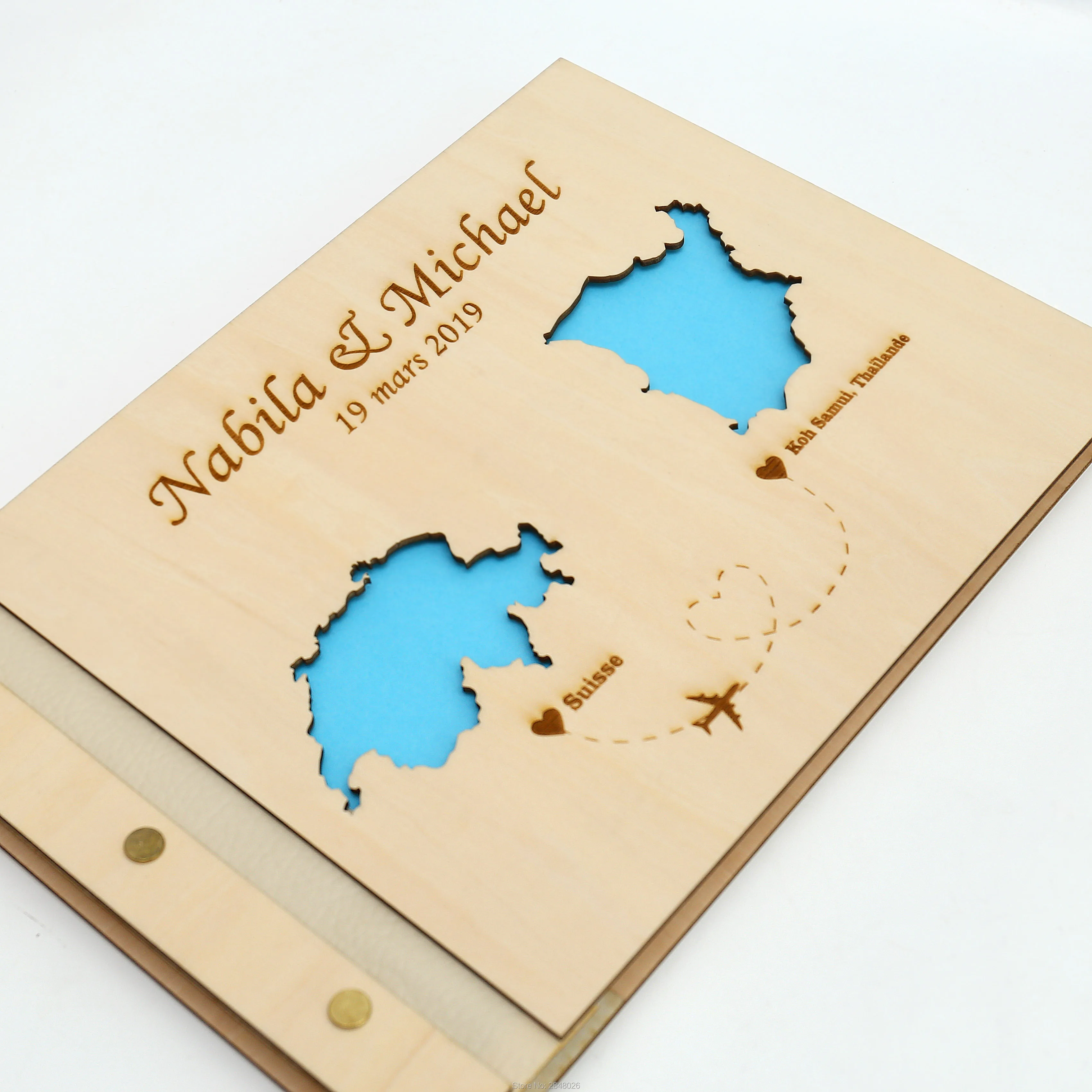 Rustic engraved wedding guestb - Custom Star Map avis et prix