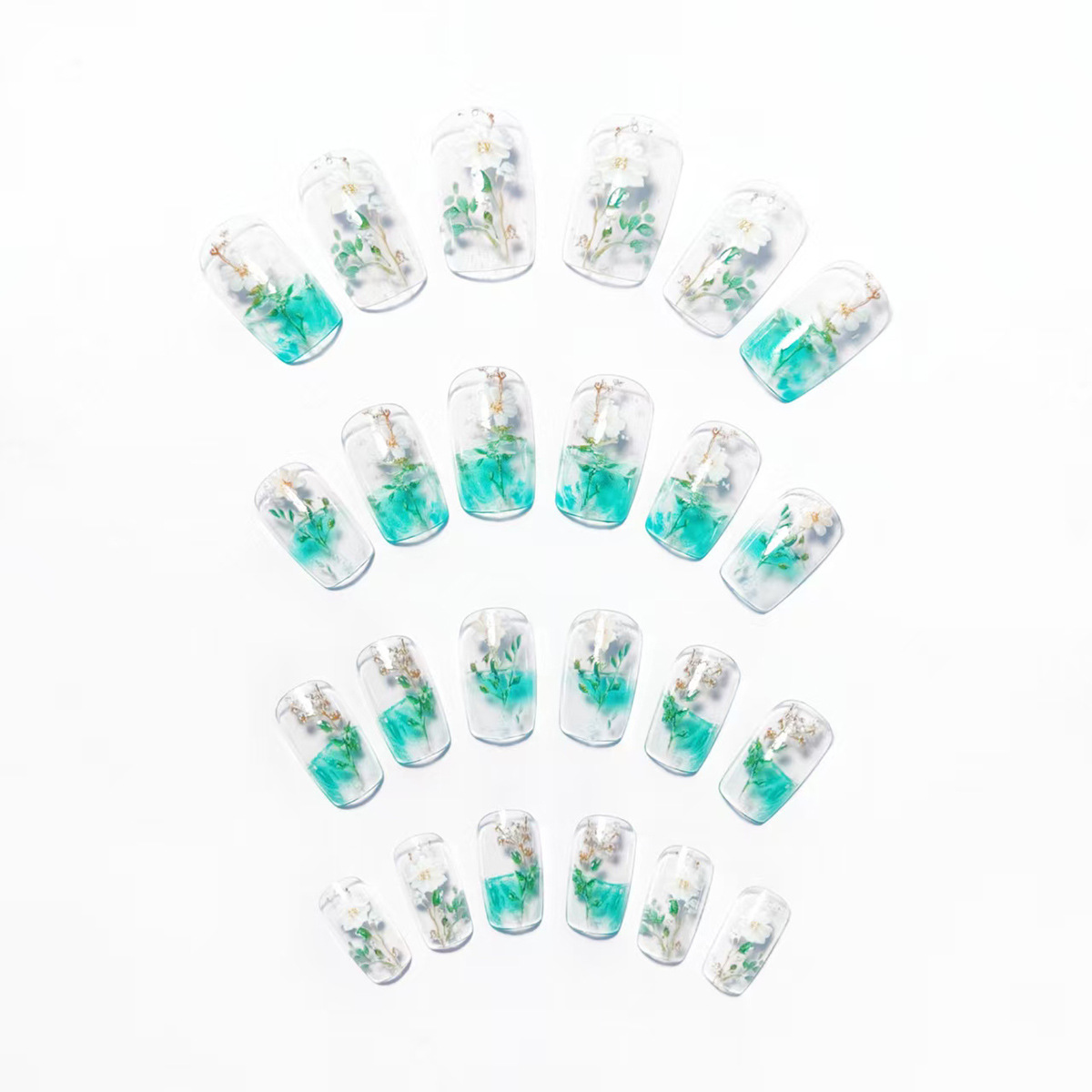 Medium fake nails for women gi - Pressed Flower Art avis et prix