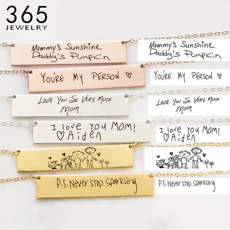 Custom Handwriting Name Bar Pe - Handwriting Necklace Bar avis et prix