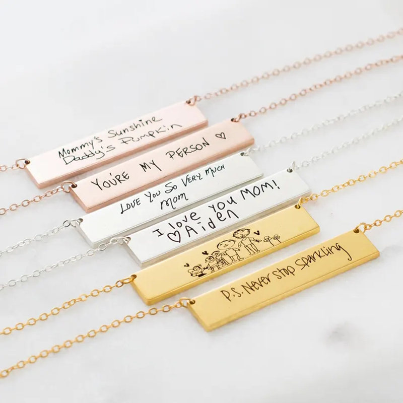 Custom Handwriting Name Bar Pe - Handwriting Necklace Bar avis et prix