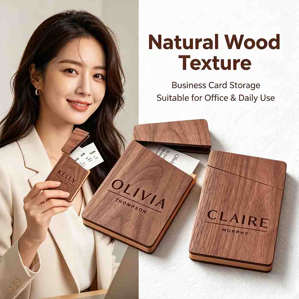 Business Card Holder Wooden Of - Personalized Name Box avis et prix